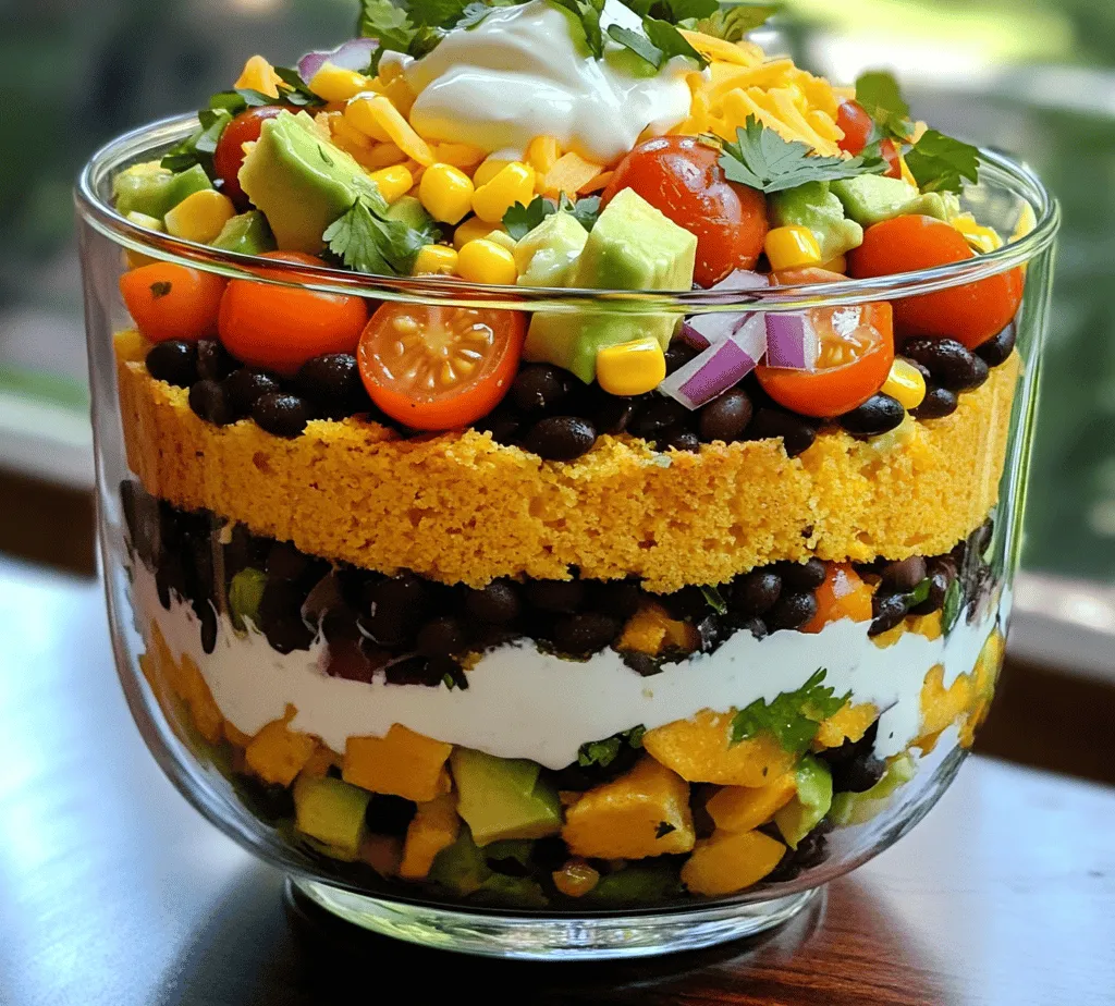 Cowboy Cornbread Trifle is a delightful and colorful dish that encapsulates the heart and soul of Southwestern cuisine. This layered masterpiece combines the rustic flavors of cornbread with a medley of fresh vegetables and protein-rich ingredients, creating a dish that is as visually appealing as it is delicious. Originating from the American Southwest, this innovative trifle showcases the region's culinary heritage, making it a popular choice for gatherings, potlucks, and family dinners. Its versatility and bold flavors not only cater to diverse palates but also provide a hearty option that can easily serve a crowd.