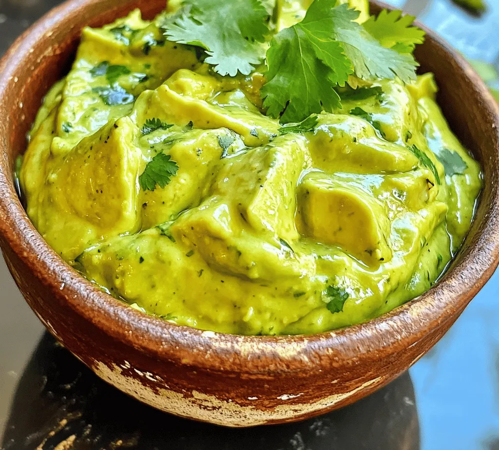 Avocados are the star of this sauce, providing a rich, creamy base. Known for their unique texture and flavor, avocados are also packed with nutrients. They are a great source of monounsaturated fats, which are beneficial for heart health, and are rich in vitamins E, C, B6, and K. Plus, they contain potassium, which helps regulate blood pressure.