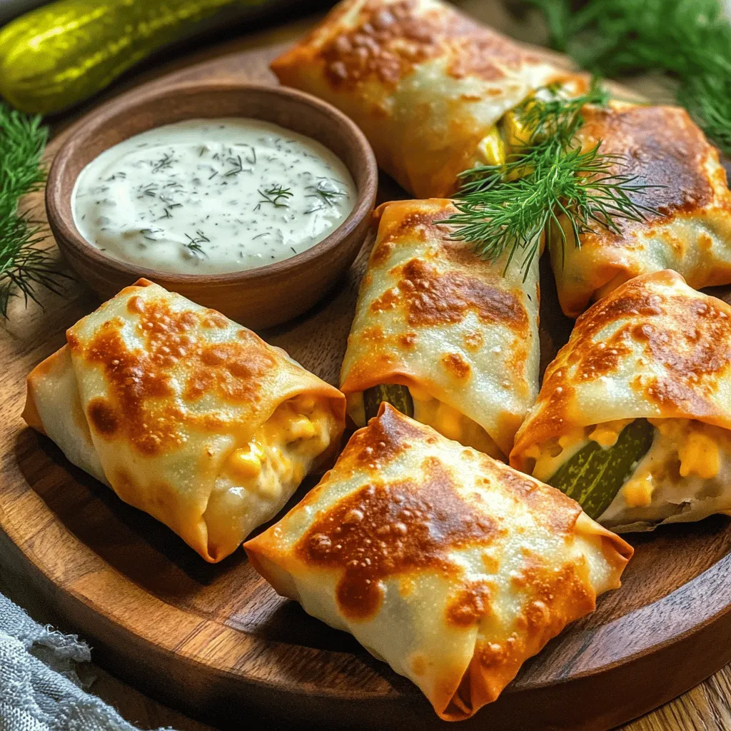 To make Air Fryer Pickle Egg Rolls, you need a few key ingredients. First, grab some egg roll wrappers. You will need 10 of them. Next, you will need 1 cup of dill pickle spears. Make sure to drain and chop them. You also need 1 cup of shredded cream cheese. If you don’t have shredded, softened cream cheese works too.