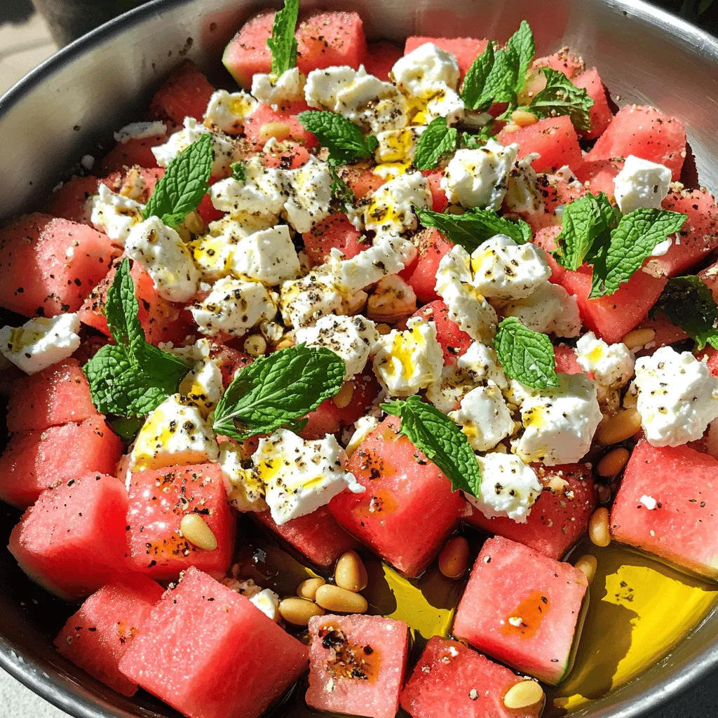 The best ingredients for watermelon salad make it fresh and tasty. A classic choice is watermelon and feta. The sweet watermelon pairs well with salty feta cheese. This combo adds flavor and texture to your dish.