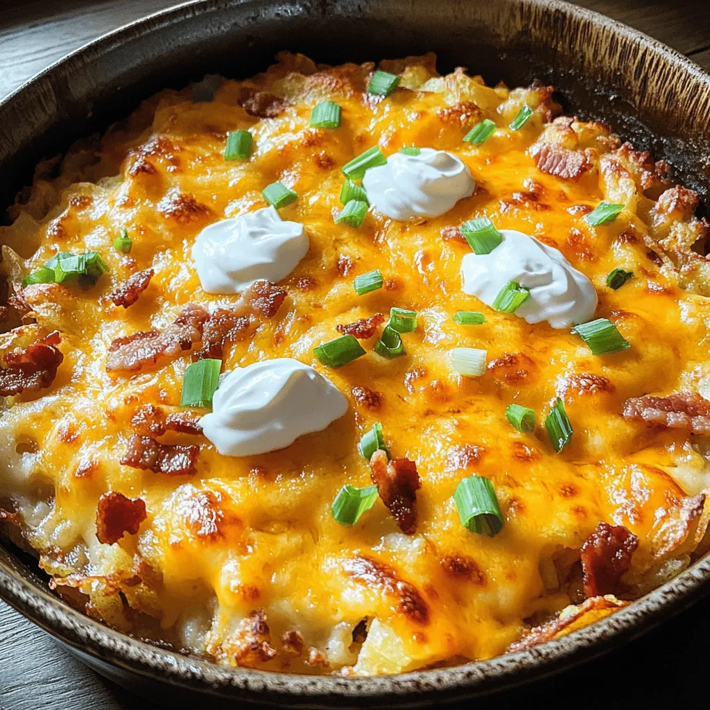 Loaded hash browns are a tasty twist on regular hash browns. They mix crispy potatoes with cheese, bacon, and other fun toppings. This blend makes them rich in flavor and texture. The layers of cheese and toppings add a new level of delight.