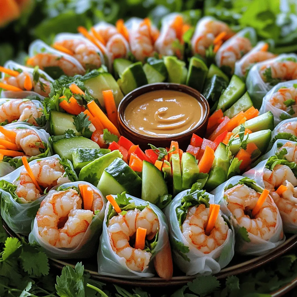 To make fresh and tasty shrimp summer rolls, gather the right summer roll ingredients. You need 8 rice paper wrappers, which will hold all the yummy fillings. For the main filling, use 12 ounces of cooked shrimp, peeled and deveined. These shrimp provide a nice, sweet flavor.