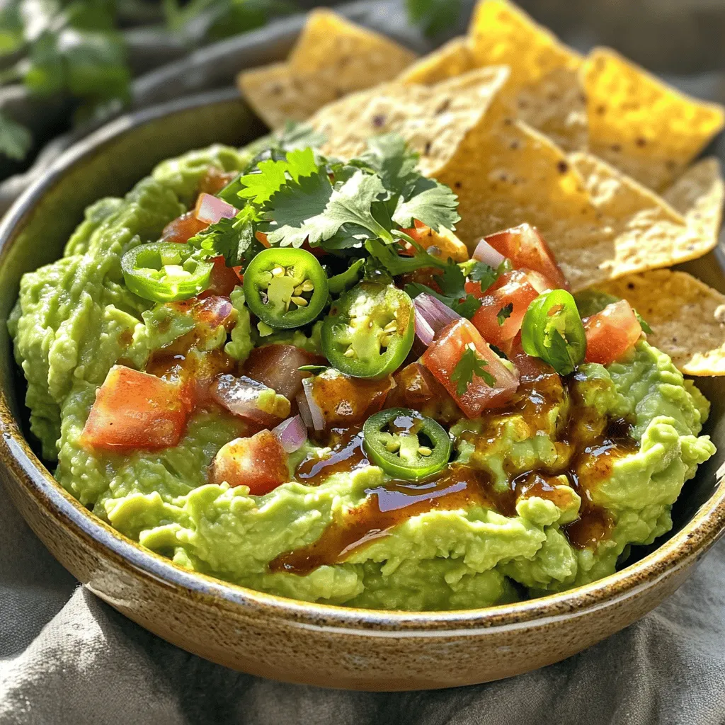 The base of guacamole is avocado. Use three ripe avocados for a creamy texture. The next step is to add flavor. Chopping one small red onion and two medium tomatoes adds crunch and sweetness. For heat, mix in one to two jalapeño peppers. Remove the seeds if you want less spice.