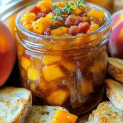 Peachy Sweet & Savory Bacon Jam is a delightful condiment that artfully merges the sweetness of ripe peaches with the savory richness of crispy bacon. This unique combination creates a jam that is not only versatile but also incredibly flavorful, making it a favorite among food enthusiasts. Whether spread on warm toasted bread, drizzled over grilled meats, or served alongside a cheese board, this bacon jam elevates any dish it accompanies. It showcases the perfect balance of sweet and savory, making it an exquisite addition to your culinary repertoire.