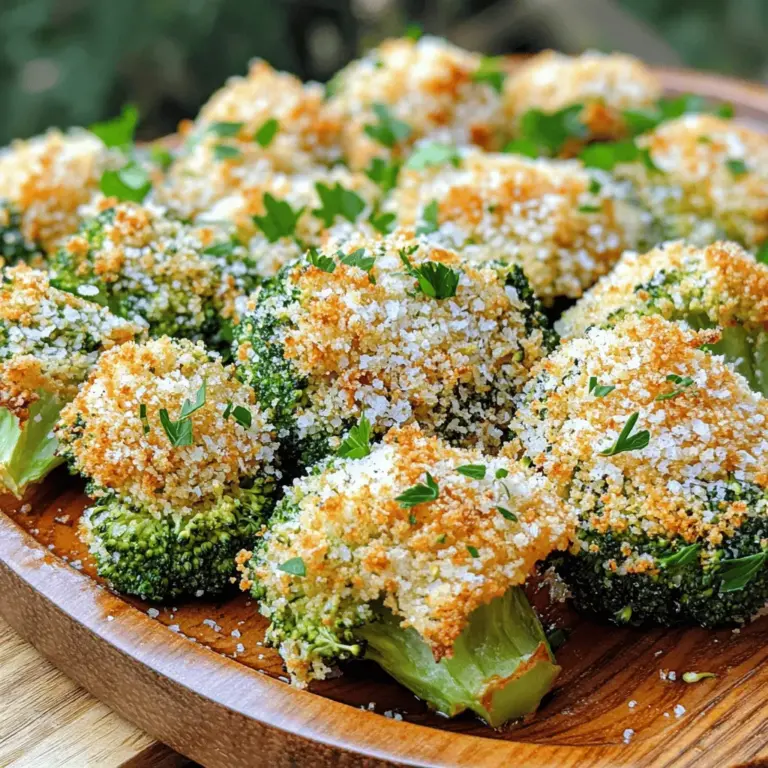 Parmesan Crusted Broccoli is not just another vegetable side dish; it's a vibrant and flavorful way to elevate your meals while sneaking in some essential nutrients. This dish transforms ordinary broccoli into a delectable treat, making it a favorite among both kids and adults. With its crispy, cheesy topping and tender, roasted florets, Parmesan Crusted Broccoli offers a delightful contrast of textures that is hard to resist. Whether served alongside grilled meats, pasta, or as part of a vegetarian feast, this dish brings a satisfying crunch and a burst of flavor to any table.