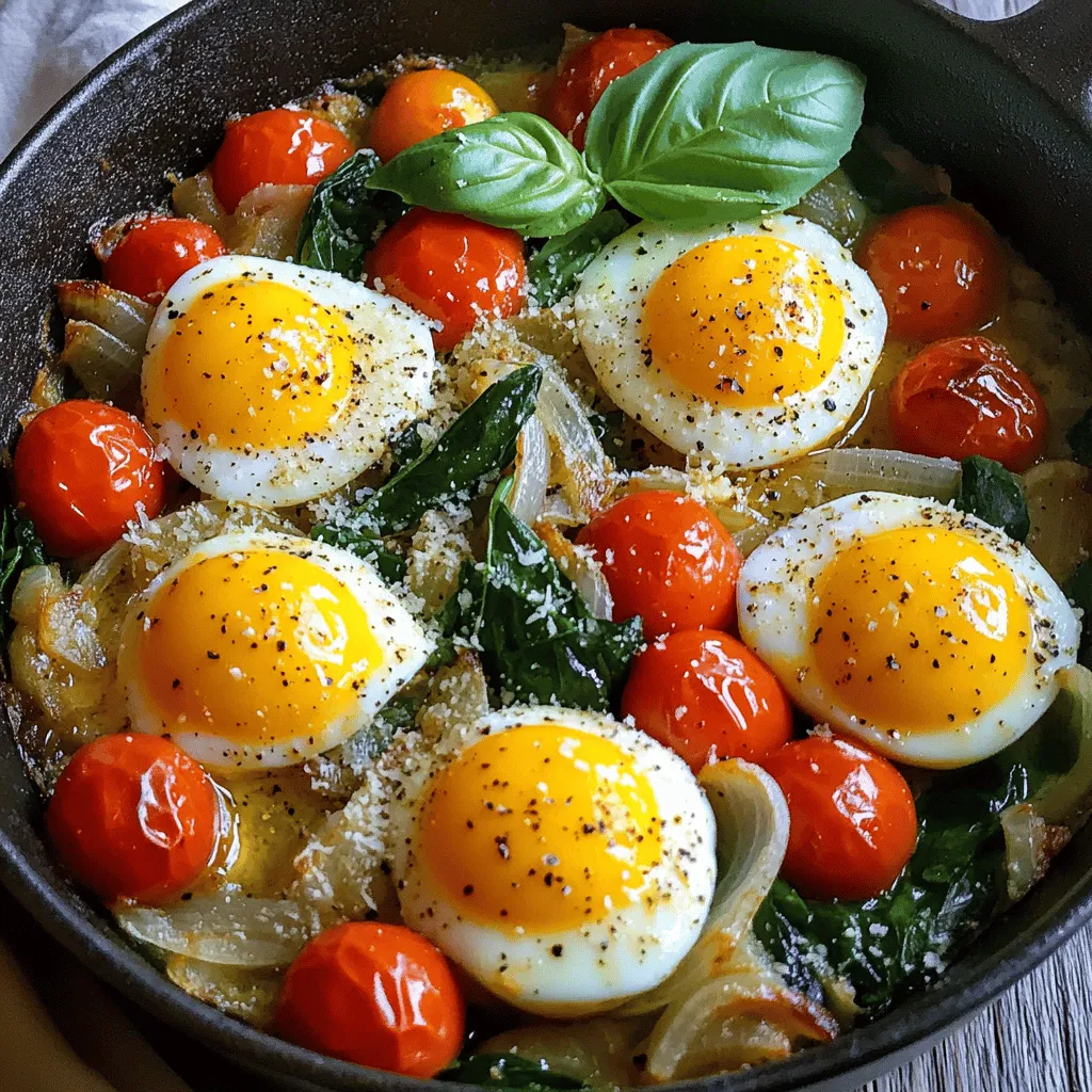 The Italian baked eggs recipe needs simple yet fresh ingredients. You will find joy in using them. The main components include: