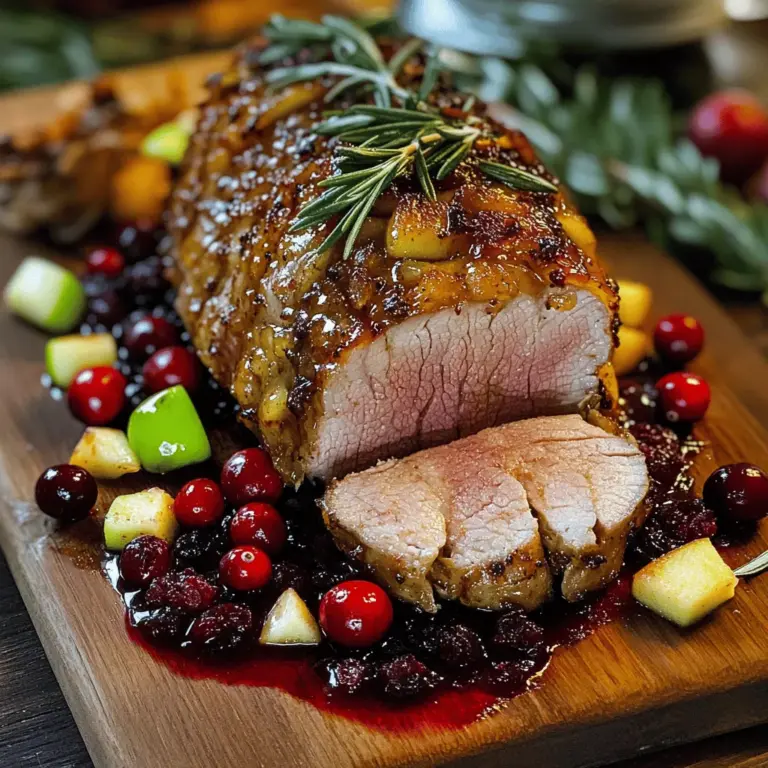 Cranberry Apple Pork Tenderloin is a dish that beautifully marries the tartness of fresh cranberries with the sweetness of apples, creating a symphony of flavors that perfectly complements the tender, juicy pork. This recipe not only tantalizes the taste buds but also celebrates seasonal ingredients, making it an excellent choice for festive gatherings or a cozy family dinner. The unique blend of tastes and textures makes this dish both comforting and elegant—a true crowd-pleaser that is sure to impress.