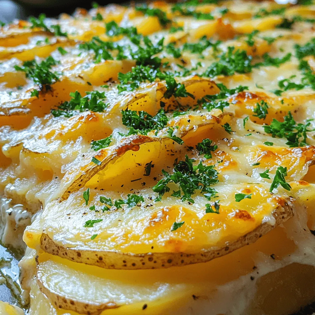 To make a great potatoes au gratin recipe, you need a few key ingredients. First, choose the right potatoes. Yukon Gold potatoes work best. They are creamy and hold their shape when cooked. You can also use Russet potatoes, but they may become a bit grainy.