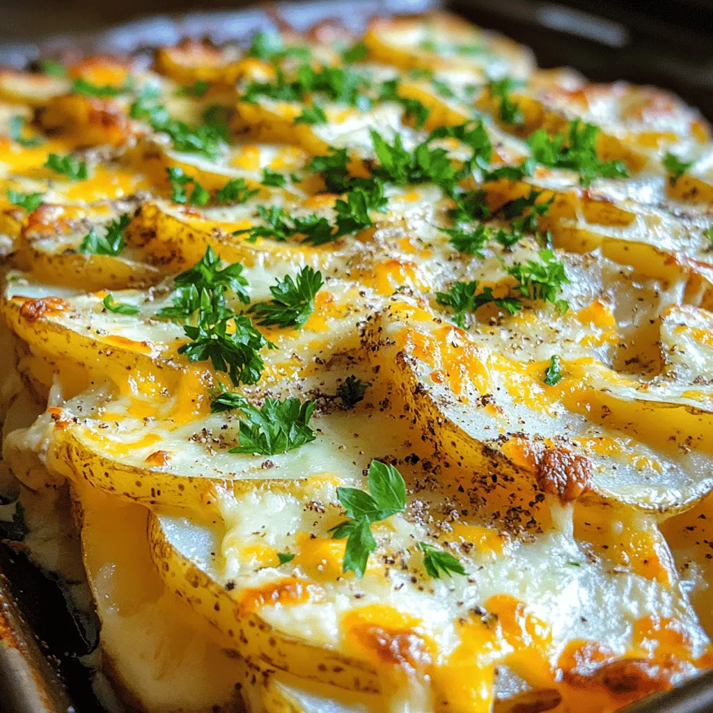 To make a great potatoes au gratin recipe, you need a few key ingredients. First, choose the right potatoes. Yukon Gold potatoes work best. They are creamy and hold their shape when cooked. You can also use Russet potatoes, but they may become a bit grainy.