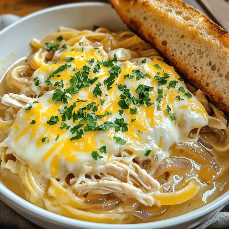 If you're on the hunt for a dish that brings warmth and comfort to any dinner table, look no further than French Onion Chicken Pasta. This flavorful fusion combines the rich, savory essence of classic French onion soup with the hearty satisfaction of pasta and tender chicken. Ideal for family dinners or gatherings with friends, this dish effortlessly marries the best of both worlds. Imagine the delightful aroma wafting through your kitchen as you prepare a meal that not only pleases the palate but also warms the heart.