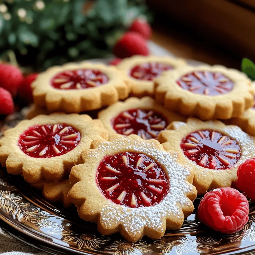 To make linzer berry cookies, you need a few key ingredients. The main part of your dough includes all-purpose flour, almond flour, and butter. You also need sugar, egg, and vanilla extract for sweetness and flavor.