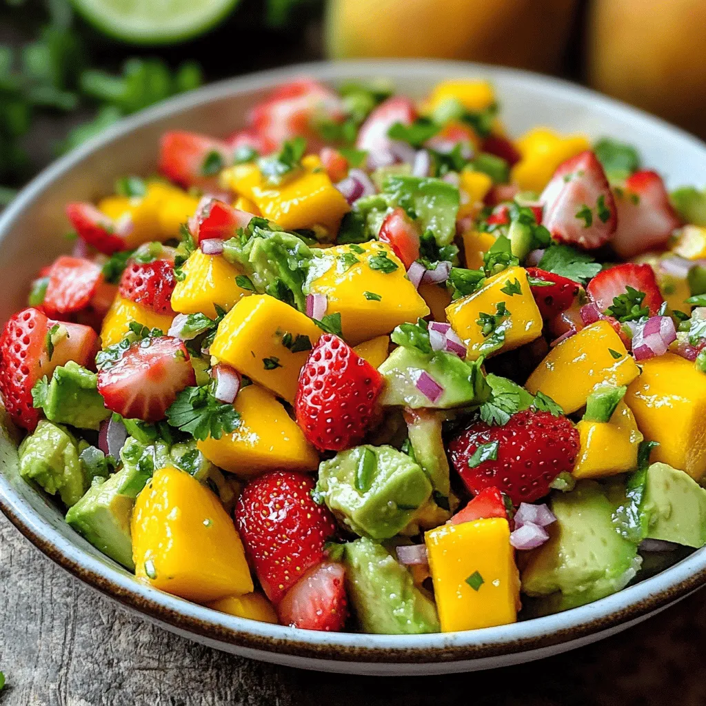 To make a vibrant avocado strawberry mango salsa, you need a few key ingredients. This salsa bursts with flavor and color.