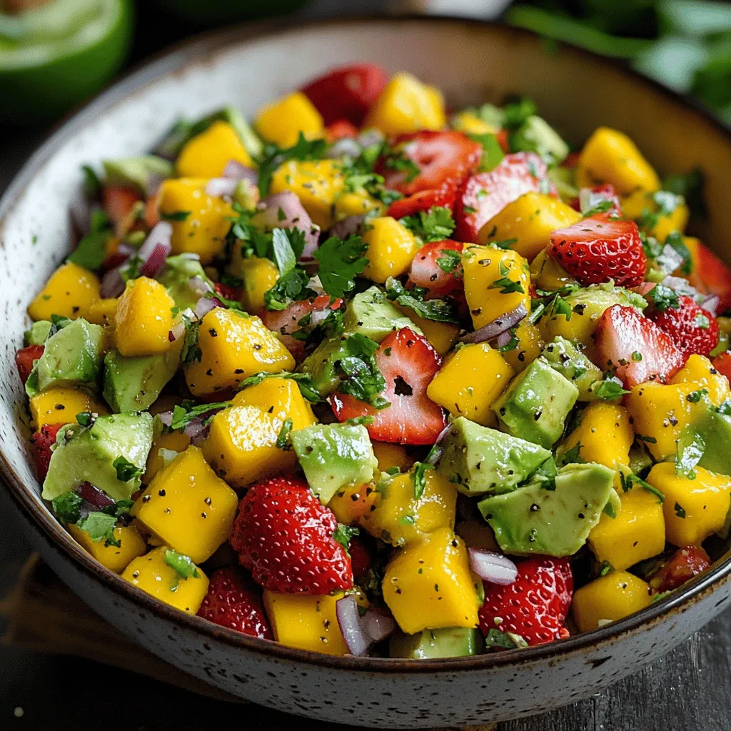 To make a vibrant avocado strawberry mango salsa, you need a few key ingredients. This salsa bursts with flavor and color.