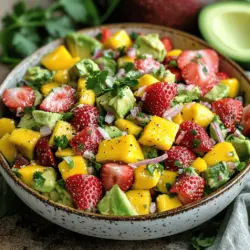 To make a vibrant avocado strawberry mango salsa, you need a few key ingredients. This salsa bursts with flavor and color.