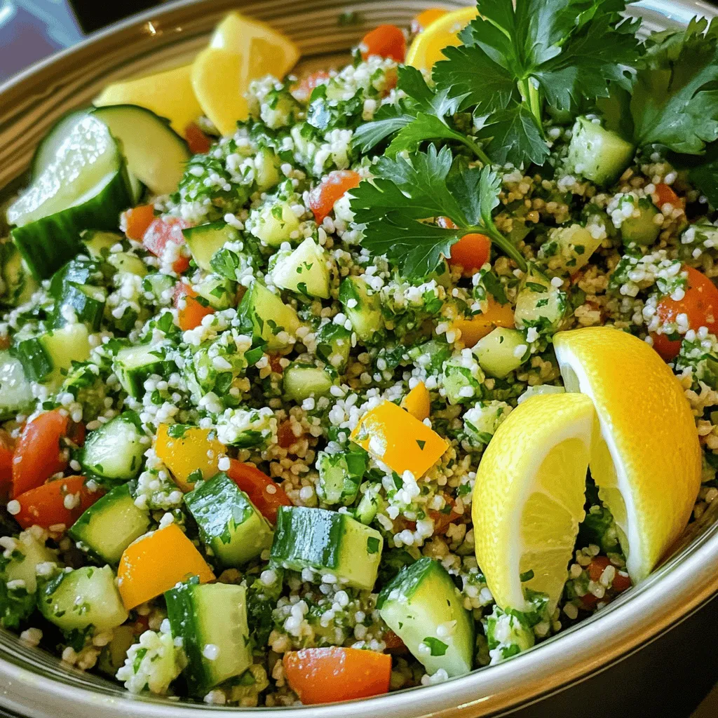 To make a great tabbouleh with cilantro, you need fresh, bright ingredients. The base is bulgur wheat, which gives a nice texture. For traditional tabbouleh, you need one cup of bulgur. It absorbs water and expands, making it light and fluffy.