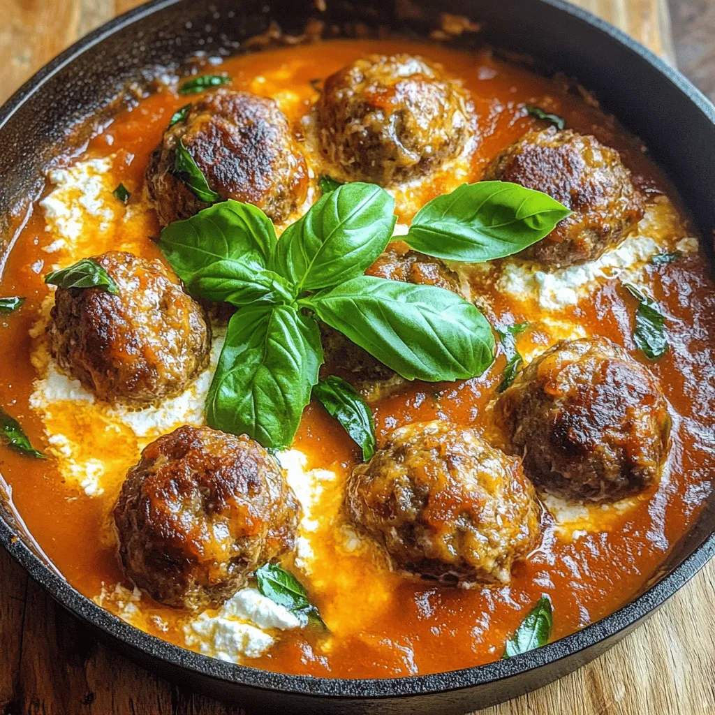 To make skillet ricotta meatballs, you need a few key ingredients. The main ingredient is ground beef. I like to use one pound for a hearty meal. Next, you need one cup of ricotta cheese. This cheese adds creaminess and a rich flavor to the meatballs.