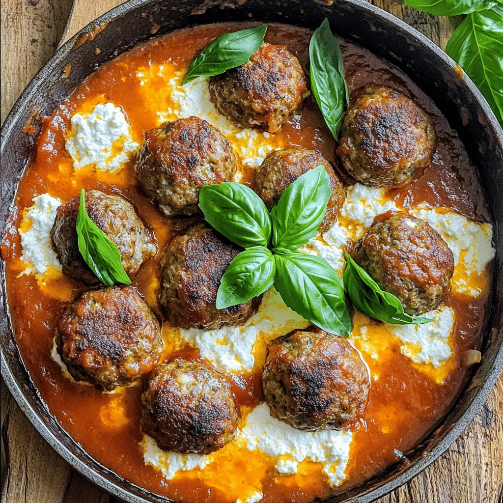 To make skillet ricotta meatballs, you need a few key ingredients. The main ingredient is ground beef. I like to use one pound for a hearty meal. Next, you need one cup of ricotta cheese. This cheese adds creaminess and a rich flavor to the meatballs.