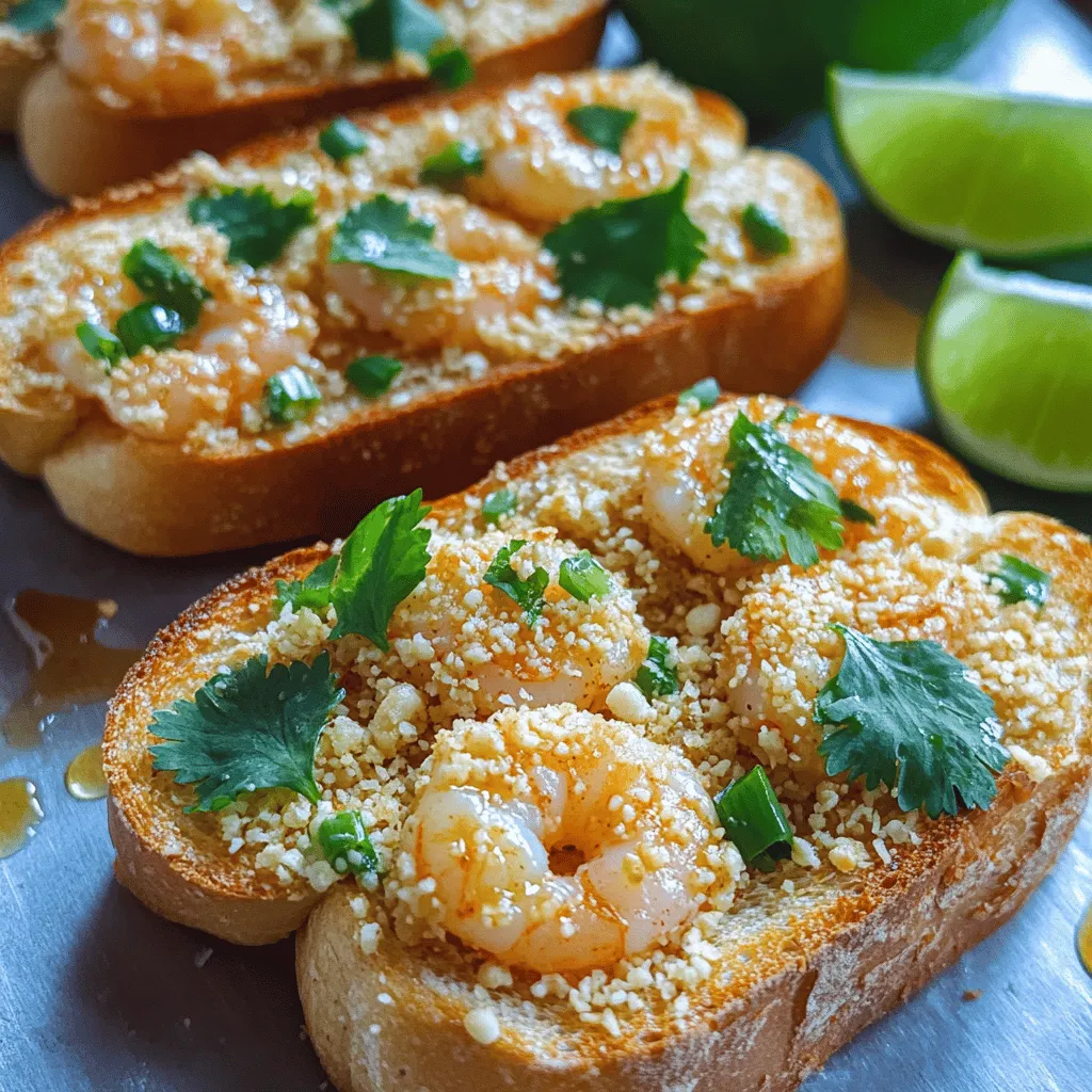 To make baked shrimp toast, you need clear shrimp toast ingredients. The main items are easy to find. You’ll need eight slices of French bread or a baguette. Use one pound of raw shrimp, peeled and deveined. Don't forget two minced garlic cloves and two tablespoons of grated ginger.