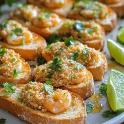 To make baked shrimp toast, you need clear shrimp toast ingredients. The main items are easy to find. You’ll need eight slices of French bread or a baguette. Use one pound of raw shrimp, peeled and deveined. Don't forget two minced garlic cloves and two tablespoons of grated ginger.