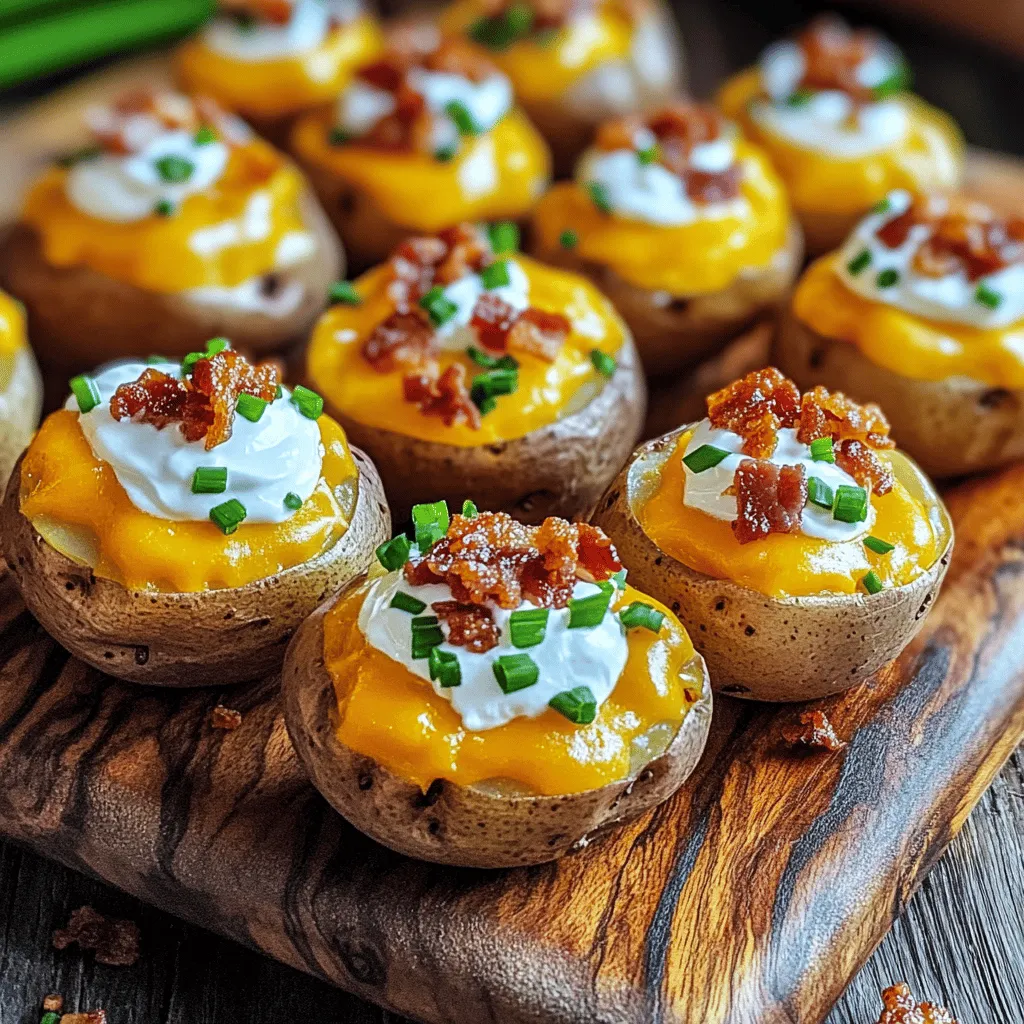 Mini baked potatoes are small, tender potatoes that pack a lot of flavor. They are usually baby potatoes, about the size of a golf ball. Their small size makes them perfect for bite-sized snacks or side dishes. You can eat them plain or load them with tasty toppings.