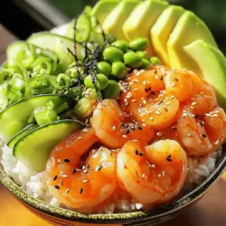 To make a great shrimp poke bowl, you need fresh and tasty ingredients. The main star is shrimp. I recommend using 1 lb of shrimp, peeled and deveined. This gives a nice texture and flavor. You also need sushi rice, about 2 cups. Sushi rice is sticky and holds well.