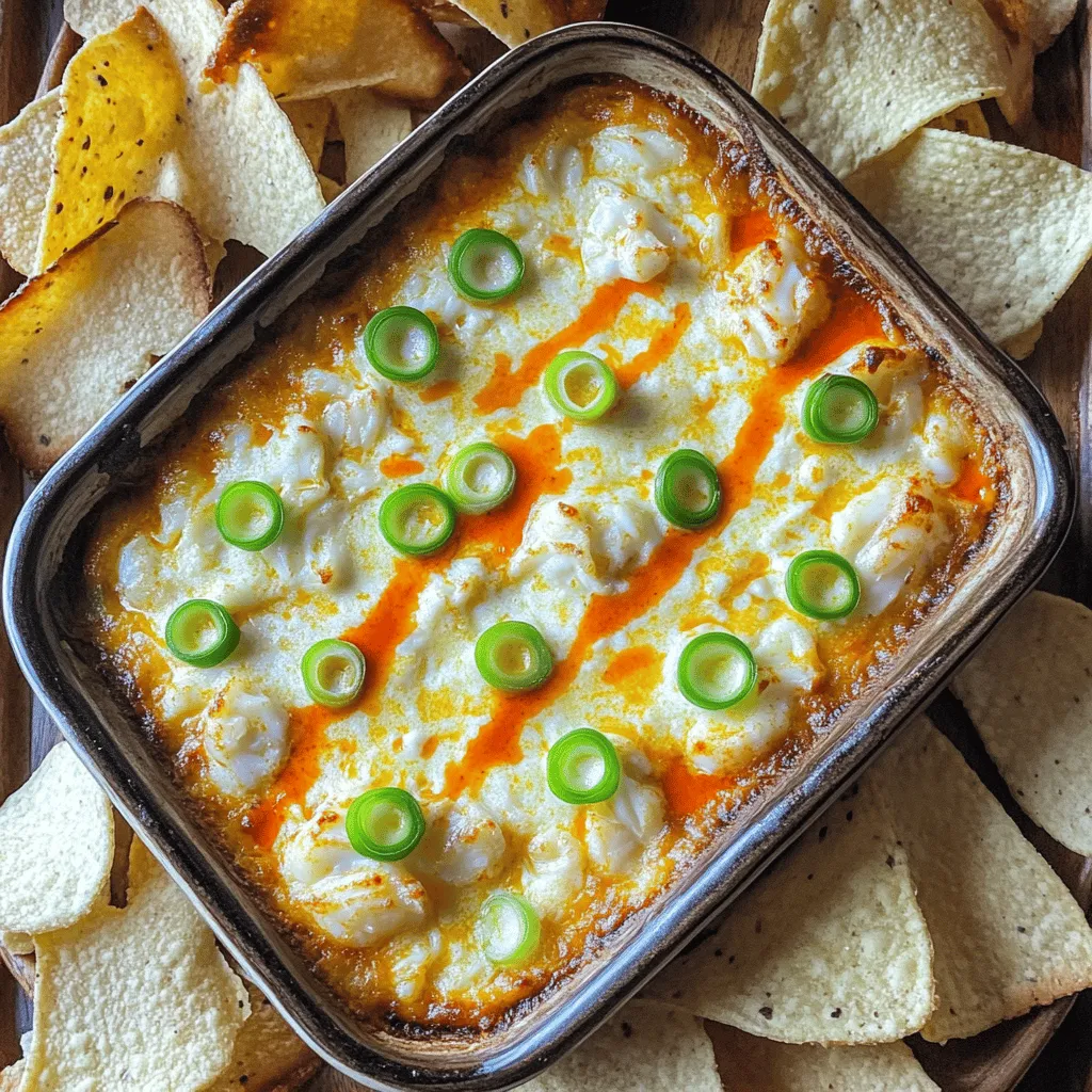 The key ingredients for buffalo crab dip create a rich and bold flavor. The star of the dish is cooked crab meat. I recommend using lump crab for the best texture and taste. It adds a sweet and tender bite that makes this dip special.