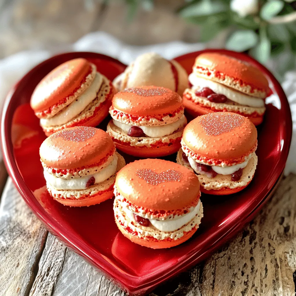 To make these delightful treats, you need a few key ingredients. Gather 1 cup of almond flour and 1.5 cups of powdered sugar. You also need 2 large egg whites at room temperature, along with 1/4 teaspoon of cream of tartar. For sweetness, add 1/3 cup of granulated sugar. Don't forget red food coloring for that festive look! For the filling, use 1/2 cup of unsalted butter, 1 cup of powdered sugar, 1/4 cup of strained raspberry puree, 1 teaspoon of vanilla extract, and a pinch of salt.