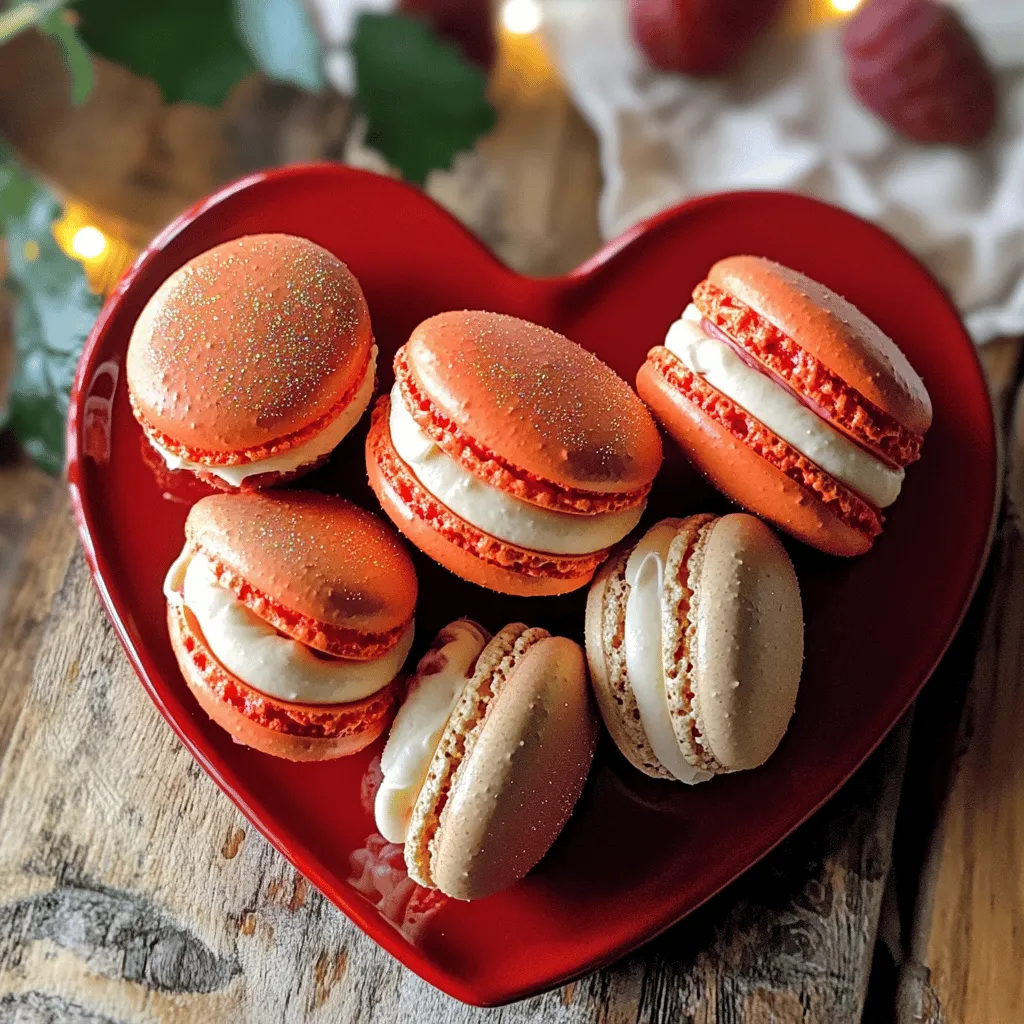 To make these delightful treats, you need a few key ingredients. Gather 1 cup of almond flour and 1.5 cups of powdered sugar. You also need 2 large egg whites at room temperature, along with 1/4 teaspoon of cream of tartar. For sweetness, add 1/3 cup of granulated sugar. Don't forget red food coloring for that festive look! For the filling, use 1/2 cup of unsalted butter, 1 cup of powdered sugar, 1/4 cup of strained raspberry puree, 1 teaspoon of vanilla extract, and a pinch of salt.