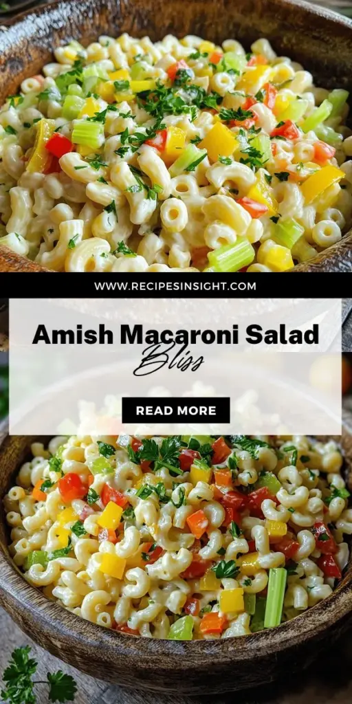 Elevate your summer gatherings with a Tasty Amish Macaroni Salad that’s sure to impress! This dish combines elbow macaroni, fresh veggies, and a creamy dressing that brings the flavors together beautifully. Perfect for BBQs and potlucks, this salad reflects Amish tradition and warmth. Ready to learn how to make your own? Click through for the full recipe and discover the deliciousness of this cherished dish that everyone will love!