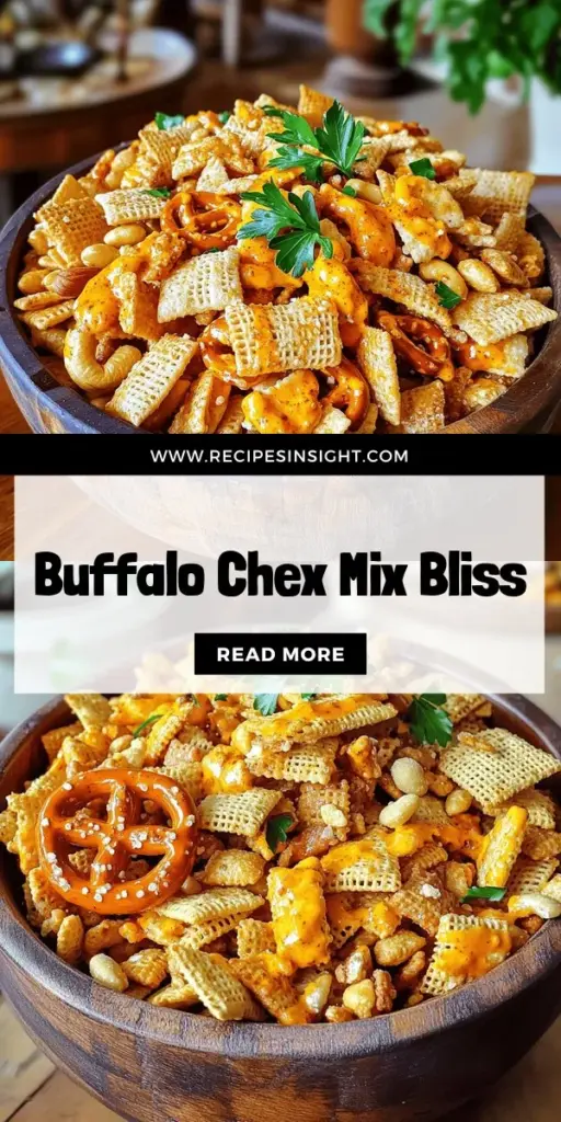 Elevate your snacking game with this delicious Buffalo Chex Mix recipe, perfect for any occasion! Packed with bold flavors and a satisfying crunch, it features crispy Chex cereal, pretzels, mixed nuts, and a spicy buffalo sauce blend. It's easy to customize and great for parties, game days, or cozy nights. Click through to explore the full recipe and impress your guests with this tasty treat!