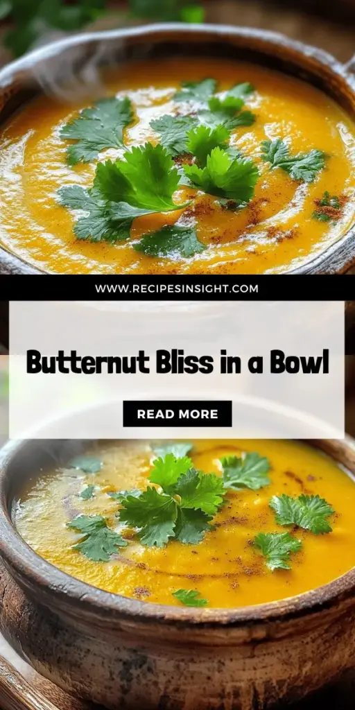 Warm up your fall evenings with the ultimate comfort food: Velvety Butternut Bliss Soup. This delightful recipe features creamy butternut squash combined with aromatic spices and sweet apple for a flavor-packed meal. Perfect for chilly nights or cozy gatherings, this nutritious soup will become a seasonal favorite. Don’t miss out on creating this heartwarming dish—click through to explore the full recipe and enjoy the taste of autumn with every spoonful!