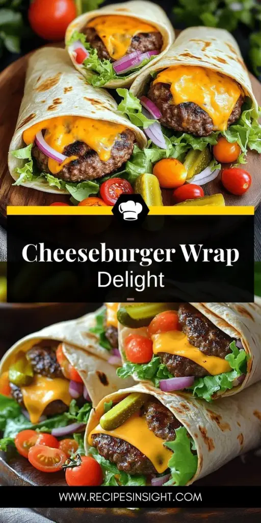 Satisfy your cravings with delicious grilled cheeseburger wraps that are fun and easy to make! This simple meal combines juicy ground beef, melting cheddar, and fresh veggies all wrapped in a crispy tortilla. Ideal for families or gatherings, these flavorful wraps are quick to prepare and customizable to suit everyone’s taste. Click through to explore the full recipe and get ready to impress your loved ones with this tasty treat!