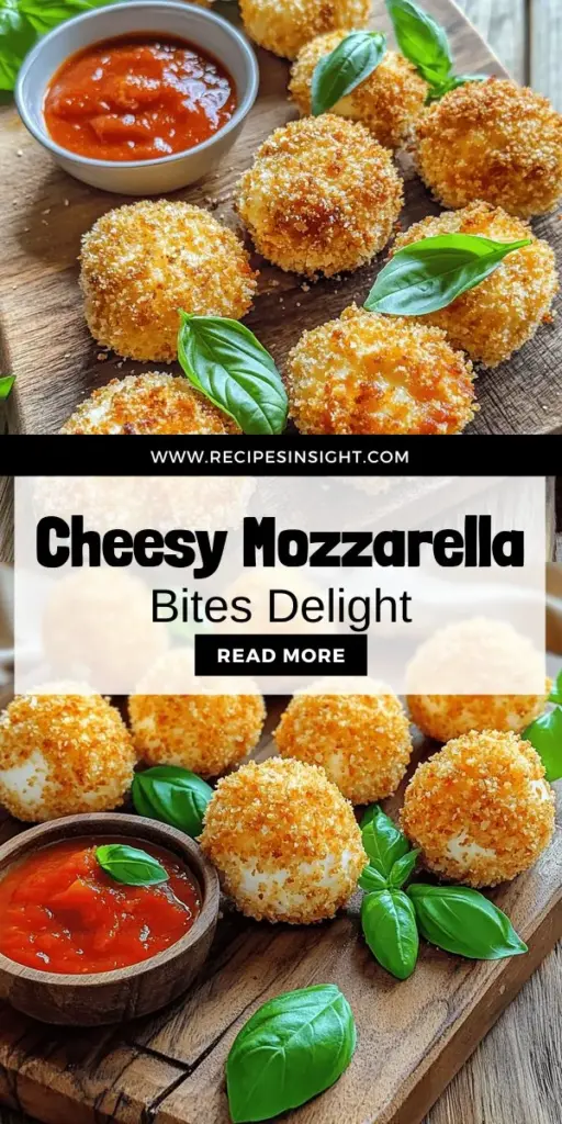 Elevate your snacking experience with Cheesy Parmesan Mozzarella Bites! These delicious, crispy snacks are easy to make using simple ingredients like mozzarella, Parmesan, and crunchy panko breadcrumbs. Perfect for parties or a cozy night in, they offer a delightful gooey center and can be paired with marinara or your favorite dip. Don't miss out on this tasty recipe; click to explore how to make these cheesy bites today!