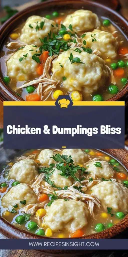 Indulge in the heartwarming flavors of Comforting Chicken & Dumplings Delight, a classic recipe perfect for any occasion. In just a few straightforward steps, create a nourishing meal featuring tender chicken, fluffy dumplings, and a creamy broth that will fill your home with delightful aromas. This easy-to-follow recipe is ideal for busy weeknights. Click through to discover how simple it is to bring comfort to your table with this delicious dish!