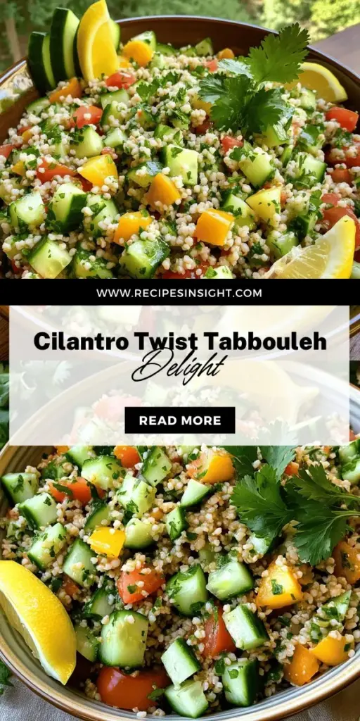 Elevate your salad game with a delicious Tabbouleh with cilantro, packed with fresh flavors and health benefits. This vibrant dish features bulgur wheat, parsley, tomatoes, cucumbers, and a zesty olive oil-lemon dressing. Perfect as a side or a light meal, learn how to prepare, store, and get creative with variations that will impress everyone. Dive into this refreshing recipe and discover the magic of cilantro in your Tabbouleh! Click to explore more tasty ideas!