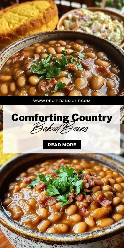 Discover the ultimate comfort food with our Simple Country Baked Beans recipe! This hearty and flavorful meal features tender navy beans infused with savory bacon, sweet ketchup, and a blend of spices that create a deliciously rich sauce. Perfect for barbecues, family dinners, or cozy nights in, these baked beans are easy to make and can be customized to your taste. Click through to explore the full recipe and elevate your meal with this delightful dish!