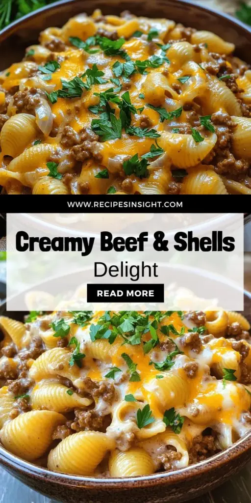 Looking for a deliciously quick dinner? Try my Creamy Beef and Shells recipe, a satisfying one-pot meal that your family will love. Cooked with ground beef, shell pasta, and a rich creamy sauce, it's loaded with flavor and easy to make. Customize with your favorite veggies or cheese for a personal touch! Click through to discover the full recipe and make your weeknight dinner a breeze!