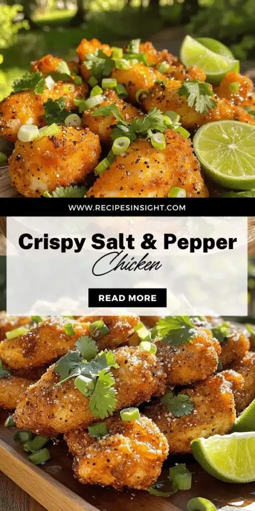 Elevate your weeknight dinners with this flavorful and easy salt and pepper chicken recipe! Discover the essential ingredients, step-by-step guide, and useful tips to create a crispy, mouthwatering dish that will impress your family and friends. From marinating to frying, each step is simple and fun! Click through to explore the full recipe and unlock delicious variations to spice up your cooking routine. Don't miss out on this crowd-pleaser!