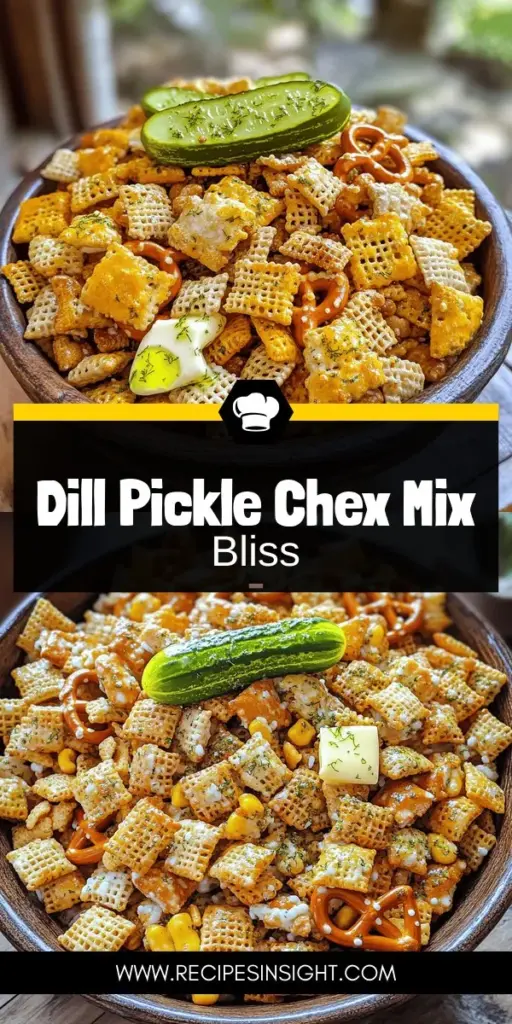 Craving a crunchy and flavorful snack? Try making Dill Pickle Chex Mix! This zesty blend is perfect for game nights or any gathering, offering a delicious combination of Rice Chex, Corn Chex, pretzels, and nuts, all coated in a tangy dill seasoning. Discover easy steps to create this mouthwatering treat from scratch, along with fun variations to suit your taste. Click through for the full recipe and enjoy a delightful snack that everyone will love!