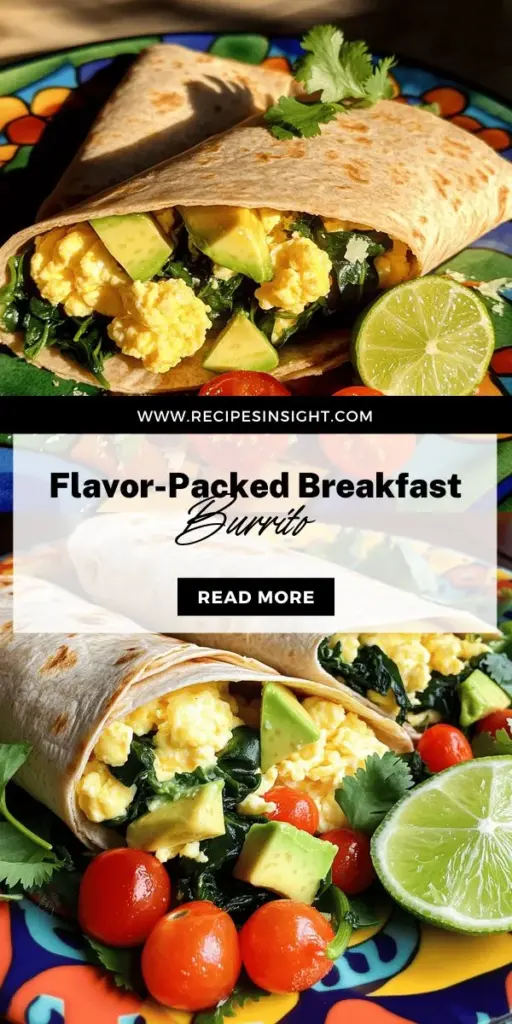 Kickstart your day with a Healthy Breakfast Burrito Packed with Flavorful Nutrition! This delicious recipe combines whole wheat tortillas, protein-rich eggs, creamy avocado, and vibrant veggies like spinach and cherry tomatoes for a nutritious twist on breakfast. Discover how to customize your burrito, add healthy grains, and achieve the perfect crispiness. Click through for the full recipe and enjoy a flavorful, filling start to your mornings!