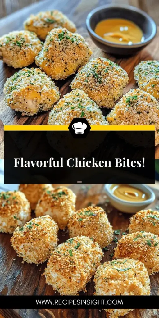 Looking for a delicious and easy snack? Try these oven-baked chicken bites that are packed with flavor and perfect for any meal! With a crispy coating made from panko and Parmesan, these bites can be customized with your favorite spices and cheeses. Follow the simple steps in this recipe for juicy, irresistible chicken that everyone will love. Click through to discover how to make your own mouthwatering oven-baked chicken bites today!