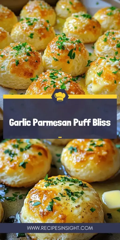 Discover the irresistible flavor of Garlic Parmesan Puffs, the perfect appetizer for any occasion! This delightful recipe combines simple ingredients to create light, airy bites bursting with the savory taste of garlic and rich Parmesan cheese. Ideal for parties or cozy nights in, these puffs are easy to whip up and sure to impress your guests. Click to explore the full recipe and learn how to make these delicious treats that'll elevate your snack game!