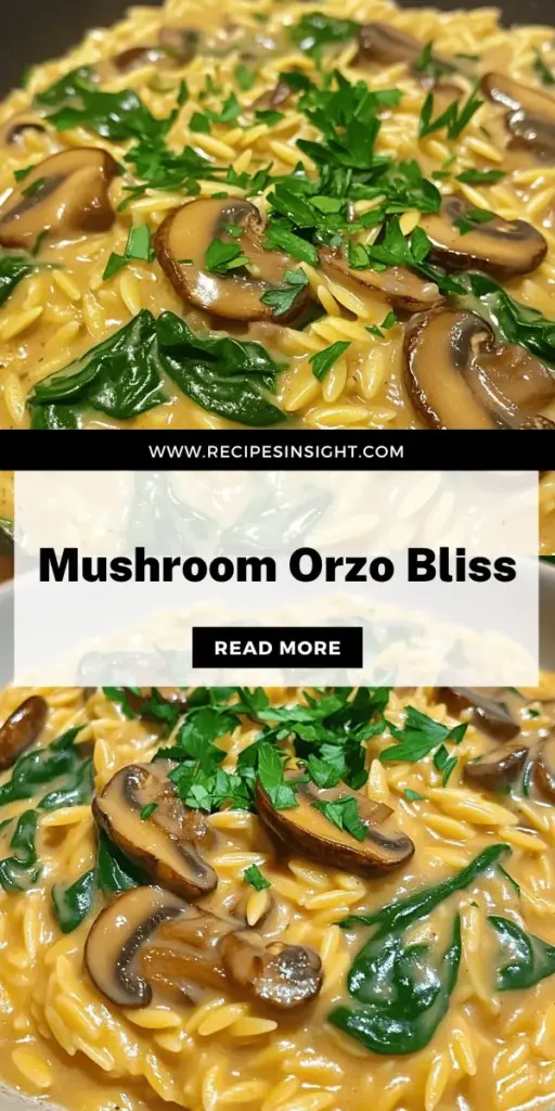 Discover the creamy mushroom orzo recipe that brings comfort and flavor to your table! This versatile dish combines the earthy richness of cremini mushrooms, luscious cream, and fresh spinach, making it perfect for any meal. Whether you're cooking for family or hosting friends, creamy mushroom orzo is an indulgent treat that everyone will love. Click through now to explore this easy recipe and elevate your dinner tonight!