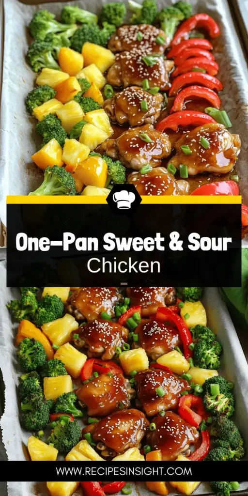 Discover the ultimate sheet pan sweet and sour chicken recipe that brings together juicy chicken, vibrant vegetables, and sweet pineapple all in one easy-to-make dish. This flavorful recipe simplifies the cooking process while delivering a delightful blend of sweetness and tanginess. Perfect for busy weeknights, it requires minimal cleanup, allowing you to enjoy a delicious meal without the hassle. Click through to explore this mouthwatering recipe and make dinner a breeze!