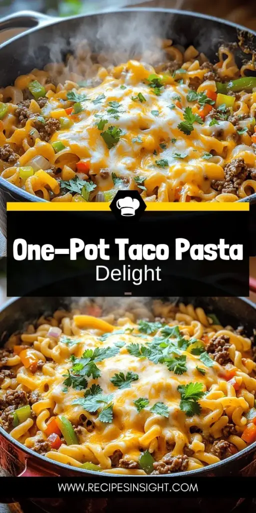 Looking for a quick and delicious dinner? Try this One-Pot Beef Taco Pasta recipe that combines hearty ground beef, zesty taco seasoning, and pasta—all in just one pot for easy cleanup! Ideal for busy weeknights, this meal is packed with flavor and simple ingredients. Customize it to your taste and enjoy a satisfying dish the whole family will love. Click through to discover the full recipe and elevate your dinner game today!