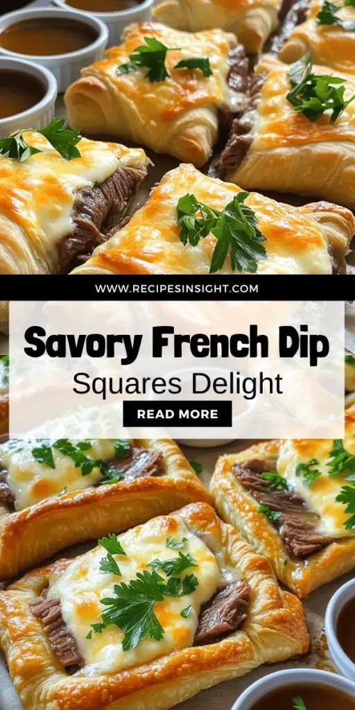 Discover the deliciousness of French Dip Squares, the ultimate simple and savory meal option that everyone will adore. This comforting dish layers tender roast beef, gooey melted cheese, and flaky crescent dough, making it perfect for family dinners or parties. Easy to prepare and highly customizable, these squares are fun to eat and pair perfectly with dipping sauces. Click through to explore the full recipe and whip up this crowd-pleaser today!