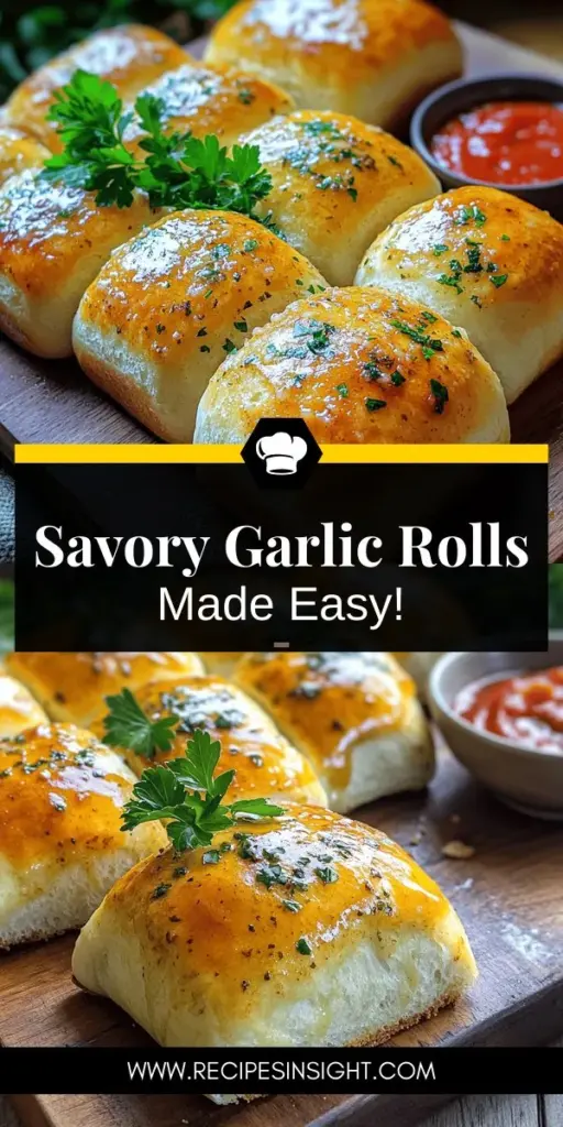 Savor the deliciousness of homemade garlic bread rolls with this easy and inviting recipe! Perfectly fluffy and infused with rich garlic flavor, these rolls are a must-have for family dinners and gatherings. Learn the simple steps to create this crowd-pleaser and explore creative variations to make them your own. Dive into the world of savory garlic bread rolls today and impress your family with your baking skills! Click through for the full recipe and tips!