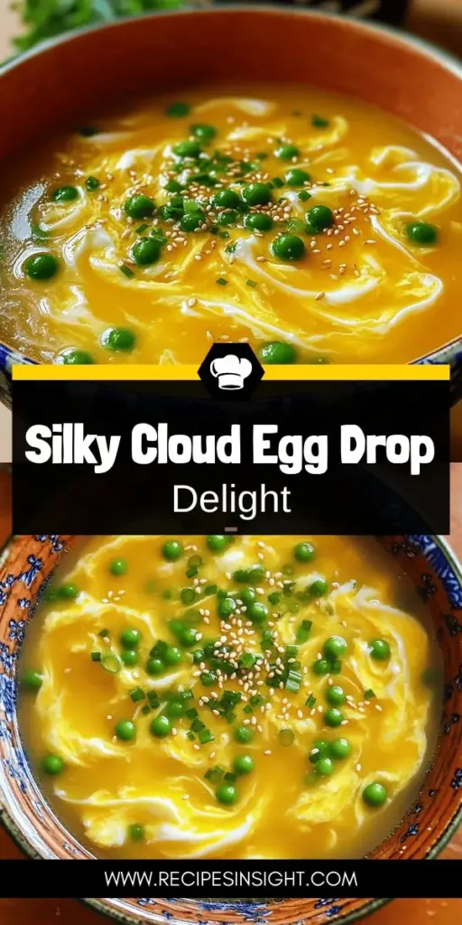 Warm up with a bowl of Silky Cloud Egg Drop Soup, a comforting classic reimagined! This simple recipe combines creamy egg ribbons with savory broth, delivering a delightful flavor in under 30 minutes. Perfect for busy weeknights or special gatherings, it’s both nourishing and versatile. Discover how easy it is to create this elegant dish that will impress your guests. Click through to explore the full recipe and start cooking today!