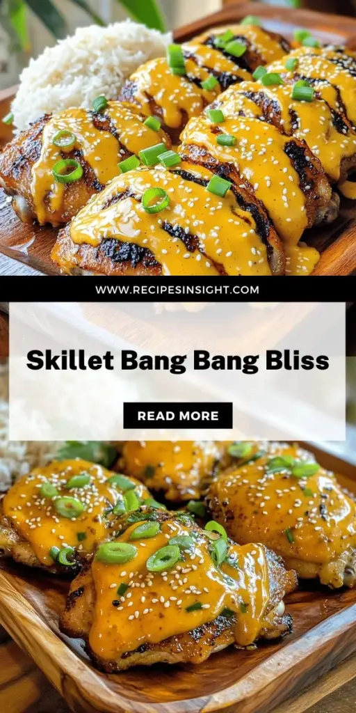 Discover how to make Skillet Bang Bang Chicken Thighs, a quick and delicious dinner that packs bold flavors and creamy textures. This easy one-pan meal uses juicy chicken thighs, a spicy sweet sauce, and simple ingredients for an impressive weeknight feast. Perfect for busy nights, this recipe ensures a satisfying dining experience with minimal cleanup. Click through to explore the full recipe and elevate your dinner game tonight!