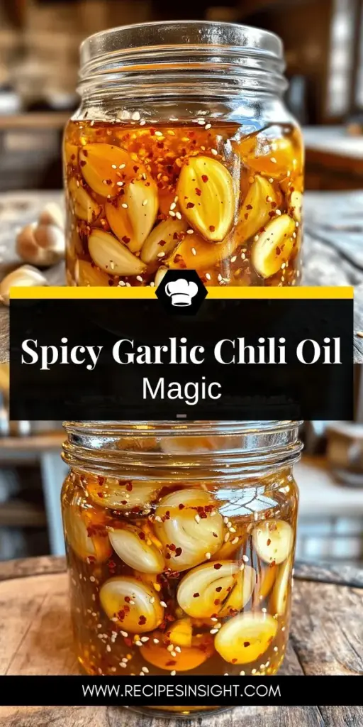 Bring a burst of flavor to your kitchen with this easy Spicy Garlic Chili Oil recipe! Perfect for drizzling over pizza, enhancing stir-fries, or spicing up dips, this homemade condiment combines the heat of chili peppers and the aromatic richness of garlic. Discover how to make it in just a few simple steps, using high-quality ingredients for maximum taste. Click to explore the full recipe and start elevating your meals today!